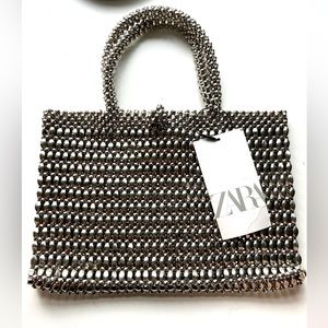 Nwt Zara beaded silver bag